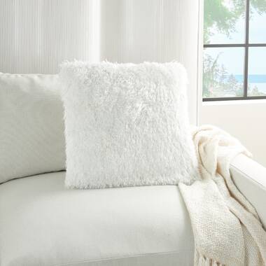 White fluffy throw online pillows